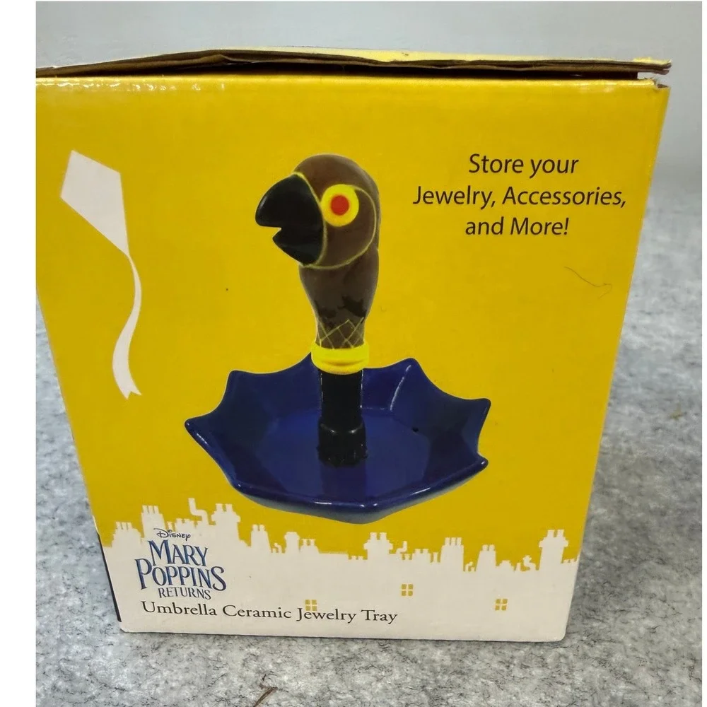 Disney Mary Poppins Returns Umbrella Ceramic Jewelry Tray Parrot Head Handle